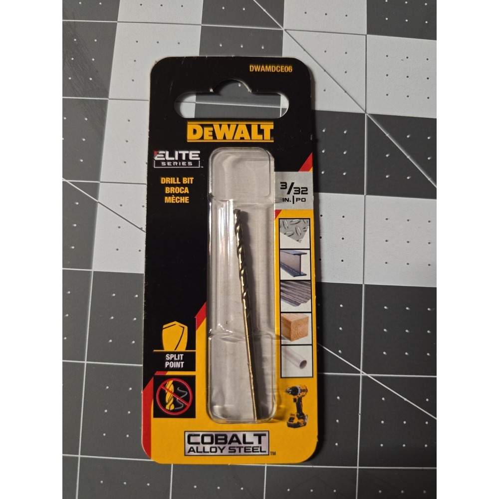 DeWalt Elite Series Drill Bit Split Point DWAMDCE06 3/32" Cobalt Alloy Steel NIP